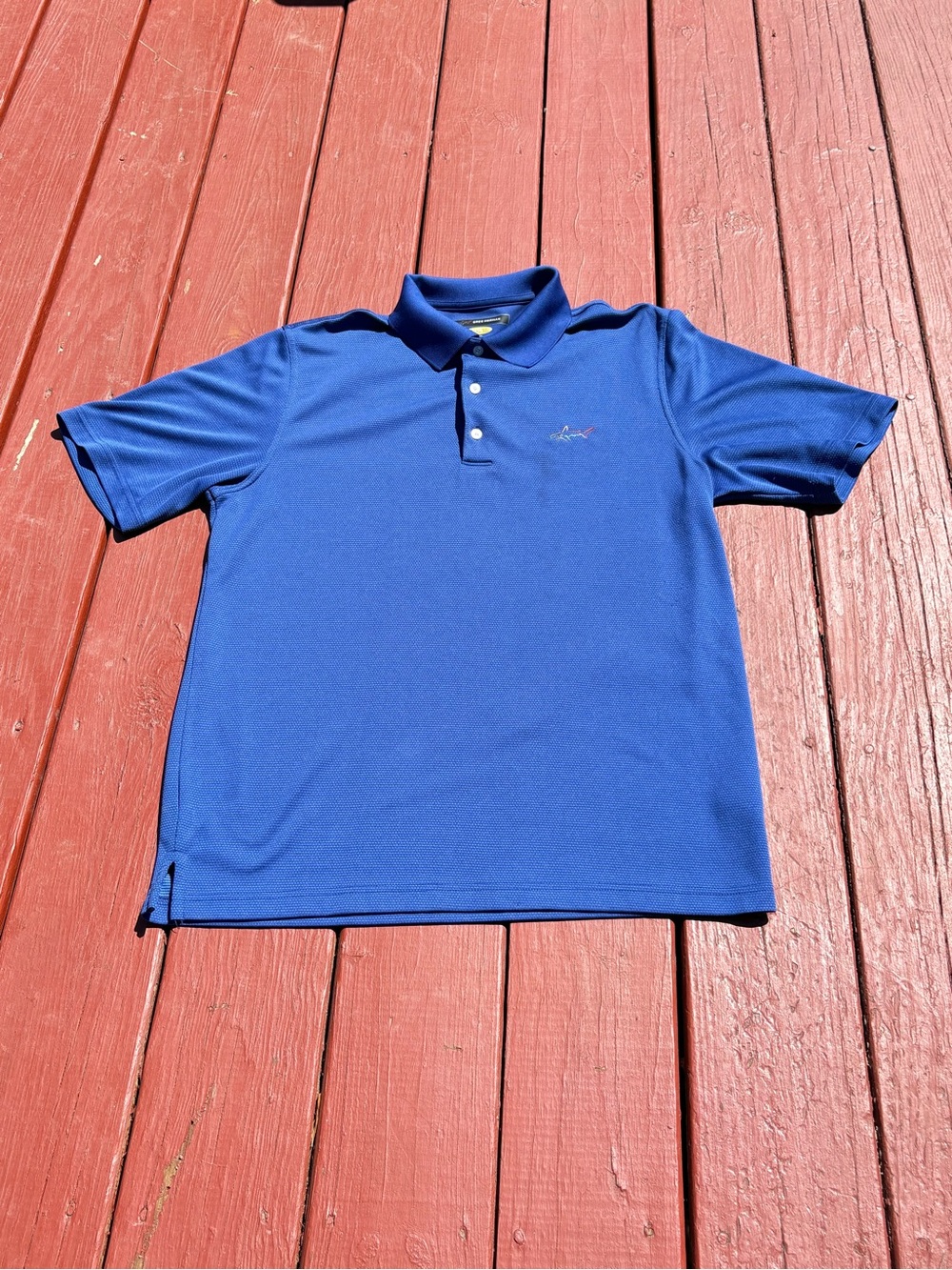 Greg Norman Men’s Medium Play Dry Blue Polo Gold Shirt - Picture 9 of 9